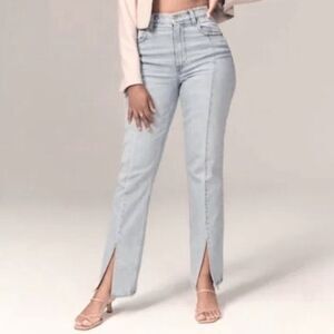 Abercrombie & Fitch Curve Love Skinny High Rise Jeans Women's 14S Blue Split Hem